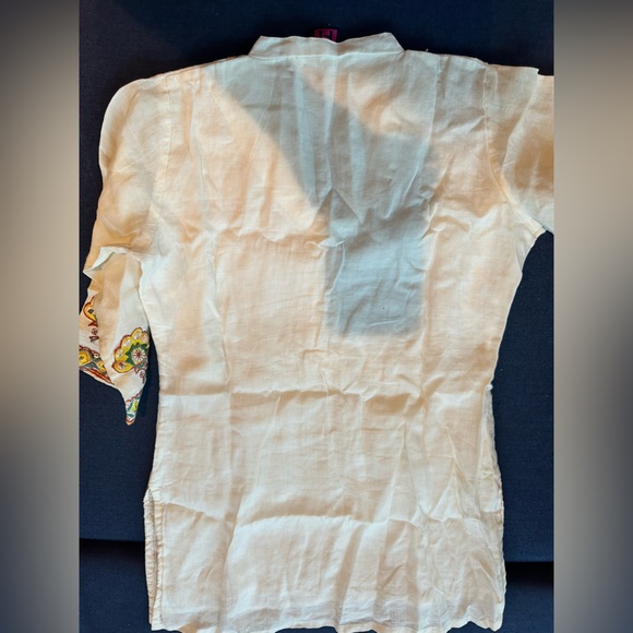 brand Indian off white embroidery Sparkle linen Tunic Top Kurta. M-36 - size 4/6 - Picture 16 of 16